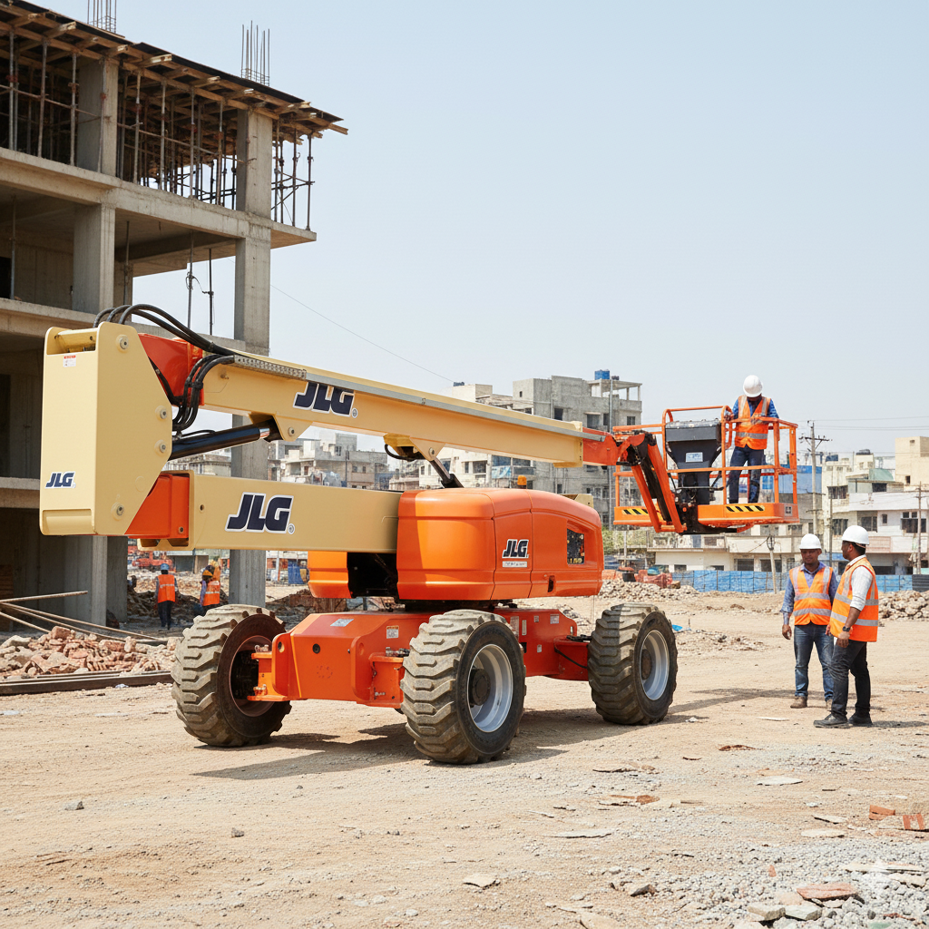 Operator working on a boom lift